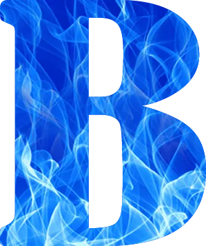Letter B overlaid with Blue Flames